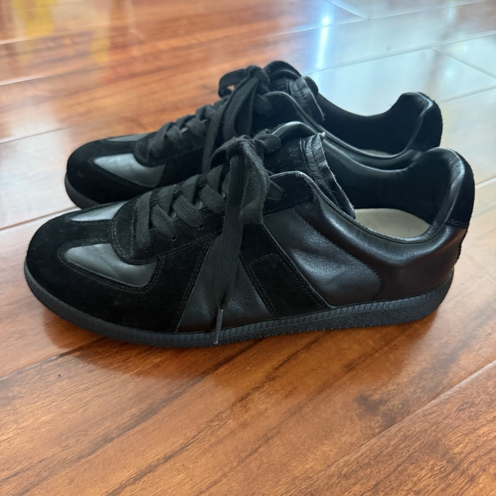 Maison Margiela Replica GAT Men's Black Leather Suede Lace-Up Sneakers EU 39